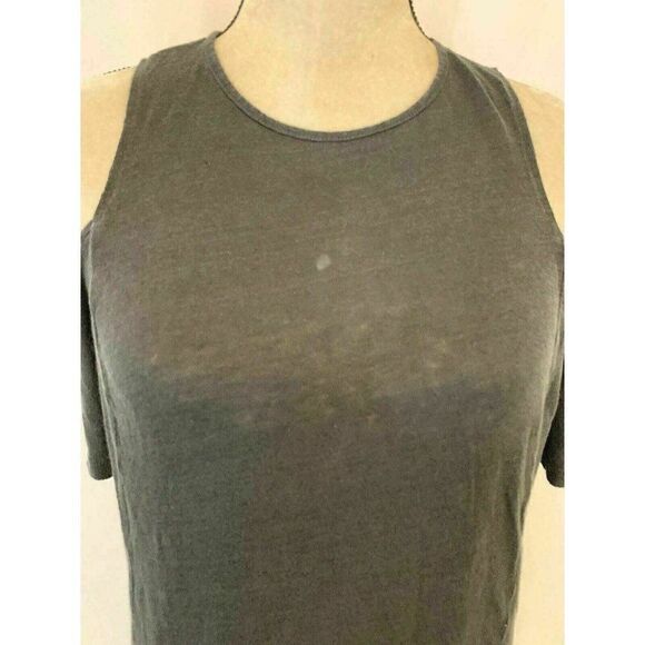 Zara Womens Solid Gray Grey Short Sleeve Cold Shoulder Top T Shirt Medium - Picture 2 of 8